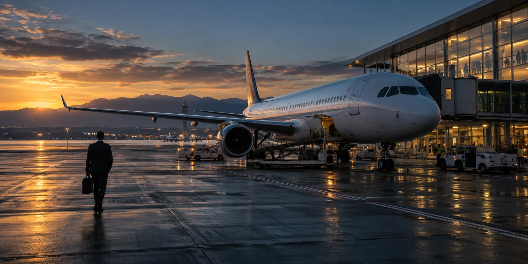 Commercial aviation at golden hour